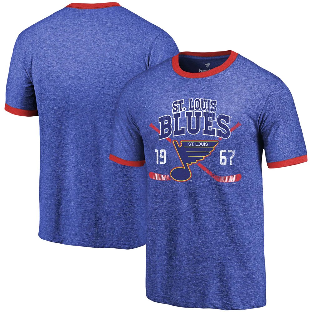 St. Louis Blues Majestic Threads Buzzer Beater Tri-Blend Ringer T-Shirt - Blue