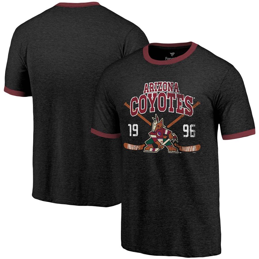 Arizona Coyotes Majestic Threads Buzzer Beater Tri-Blend Ringer T-Shirt - Black