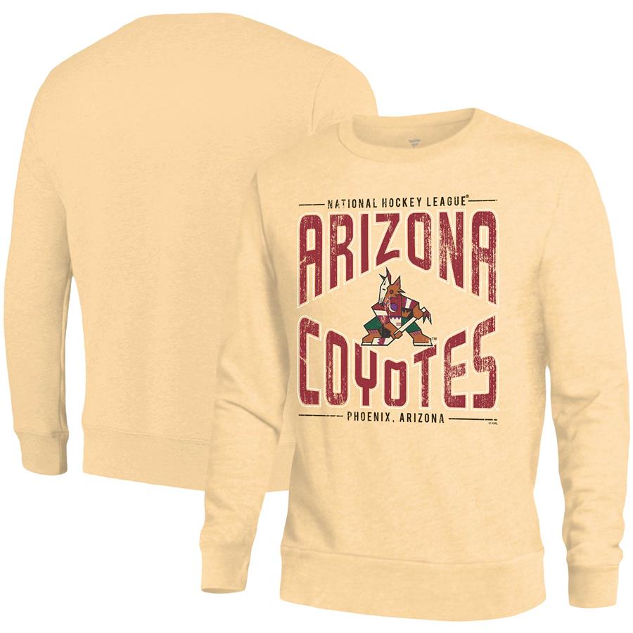 Arizona Coyotes Majestic Threads Check The Head Pullover Sweatshirt - Oatmeal