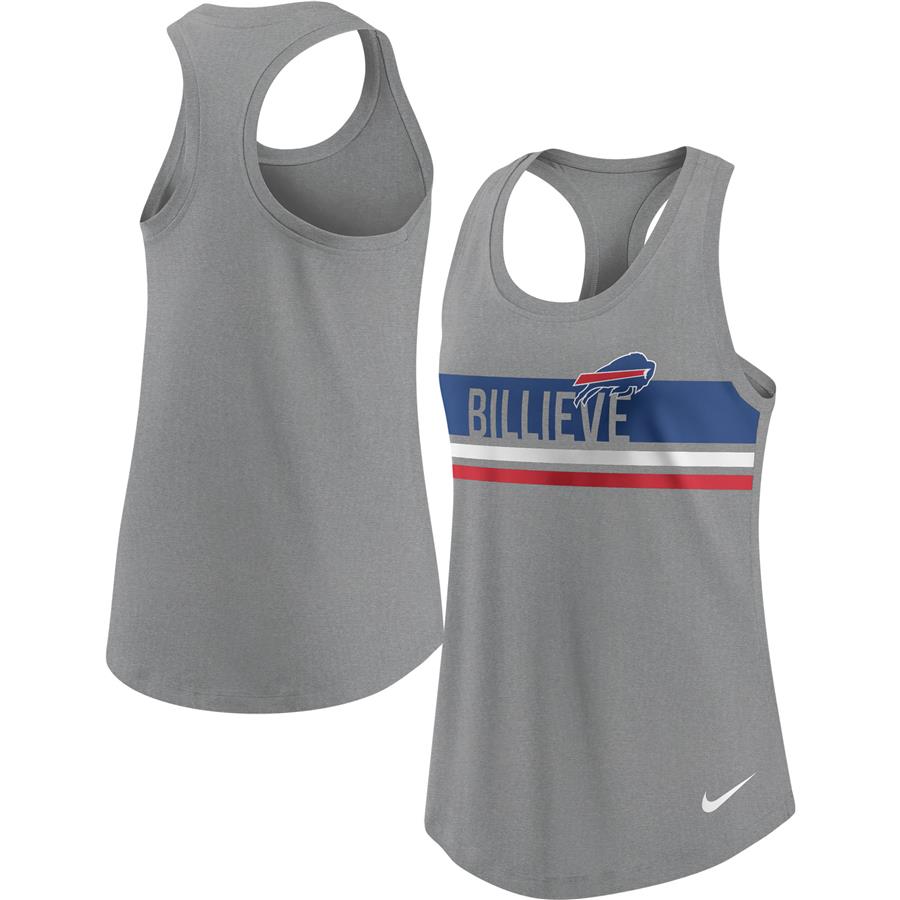 Buffalo Bills Nike Women's Scoop Neck Racerback Performance Tank Top - Heathered Charcoal