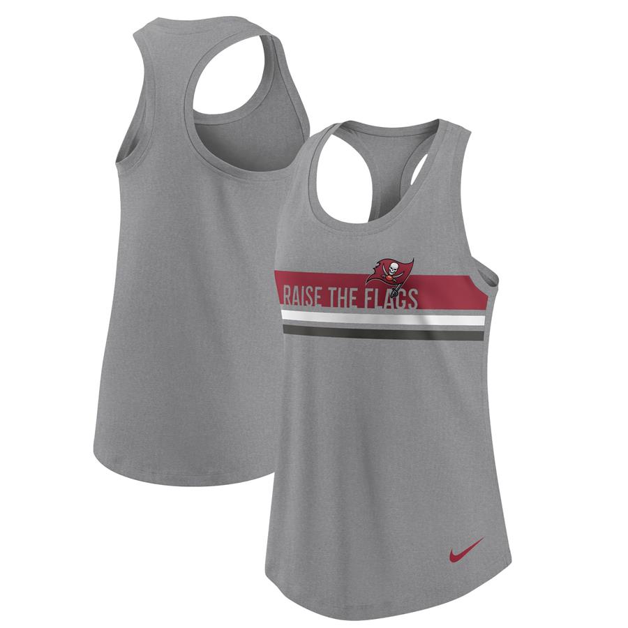 Tampa Bay Buccaneers Nike Women's Scoop Neck Racerback Performance Tank Top - Heathered Charcoal