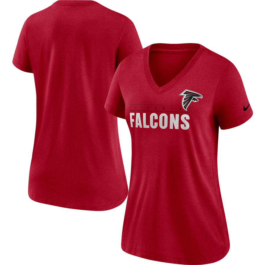 Atlanta Falcons Nike Women's Team Name Logo V-Neck Tri-Blend T-Shirt - Red