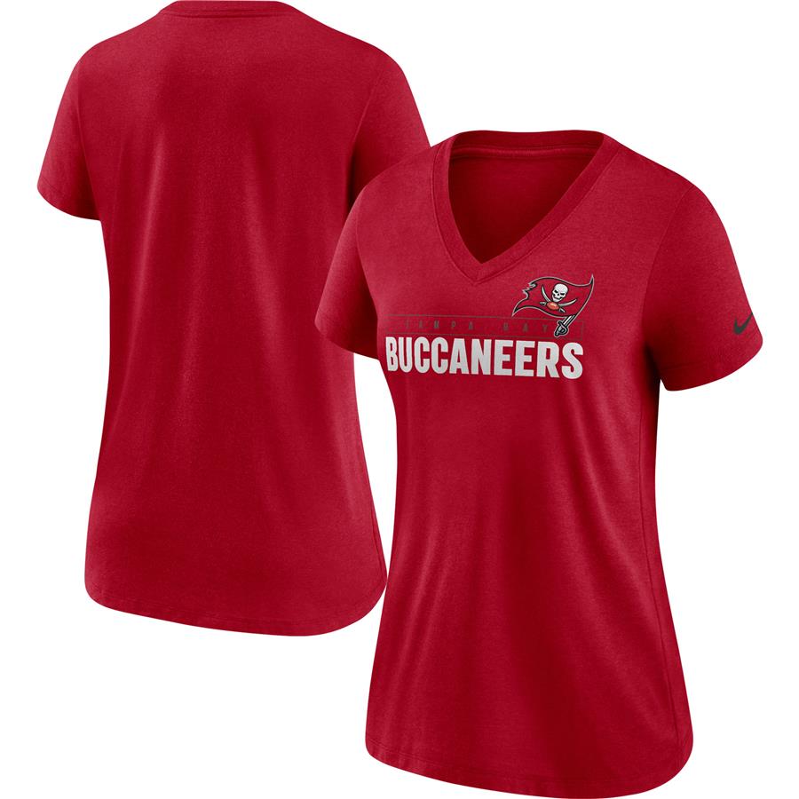Tampa Bay Buccaneers Nike Women's Team Name Logo V-Neck Tri-Blend T-Shirt - Red