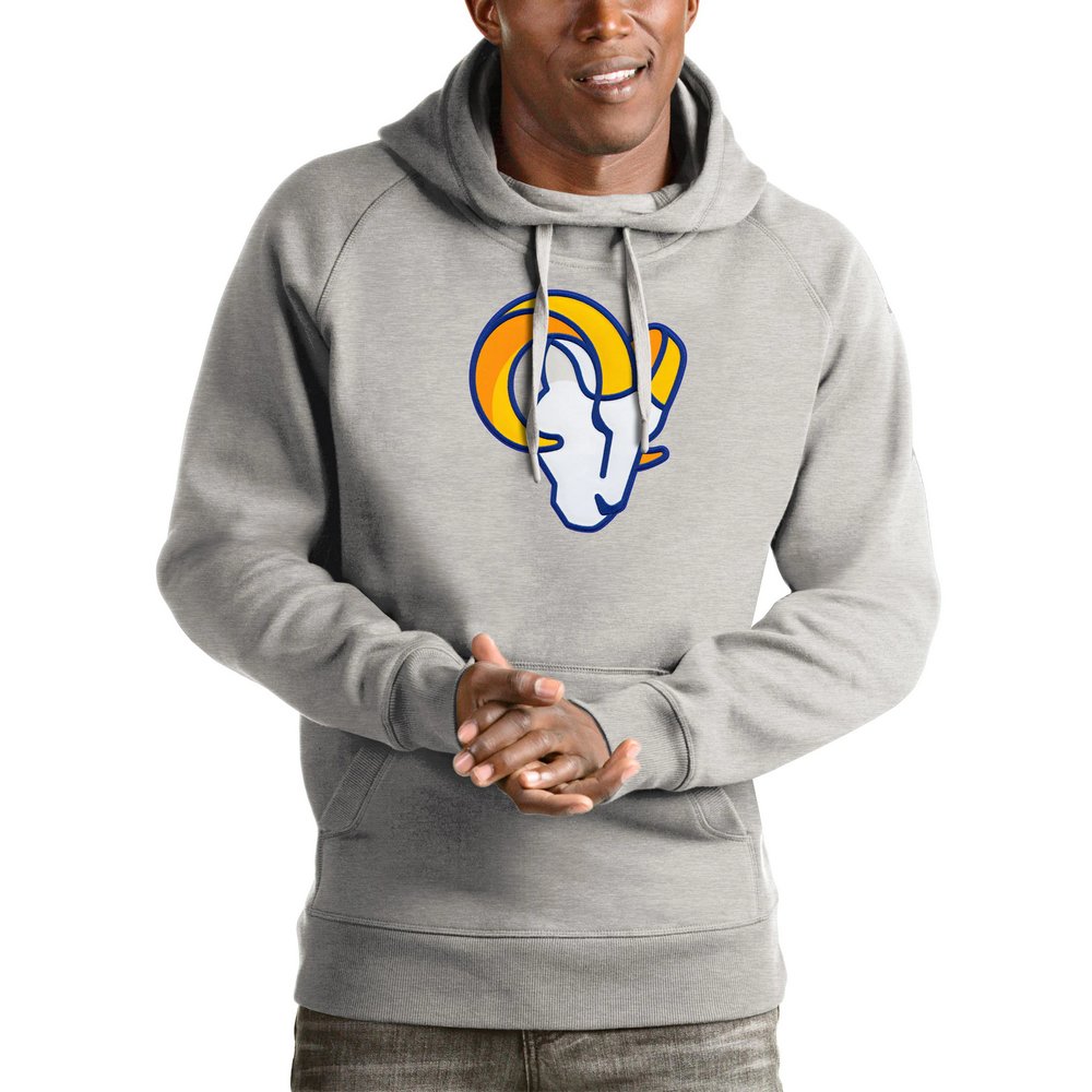 Los Angeles Rams Antigua Victory Team Pullover Hoodie - Heather Gray