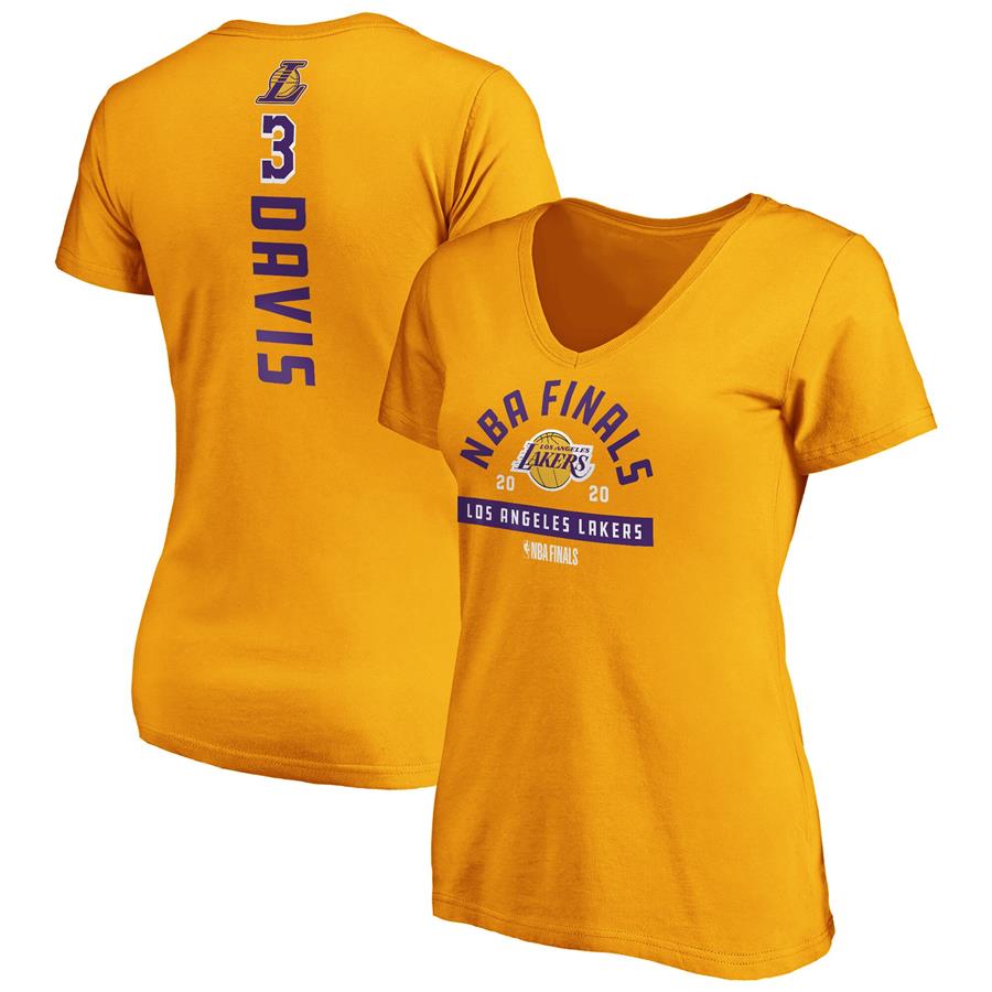 Anthony Davis Los Angeles Lakers Fanatics Branded Women's 2020 NBA Finals Bound Name & Number V-Neck T-Shirt - Gold