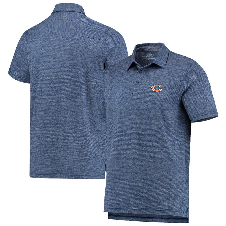 Chicago Bears Vineyard Vines Destin Stripe Sankaty Polo - Navy