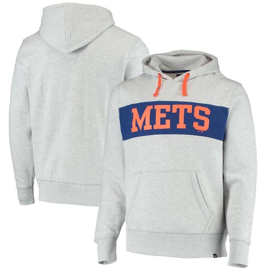 New York Mets '47 Chest Pass Pullover Hoodie - Heathered Gray