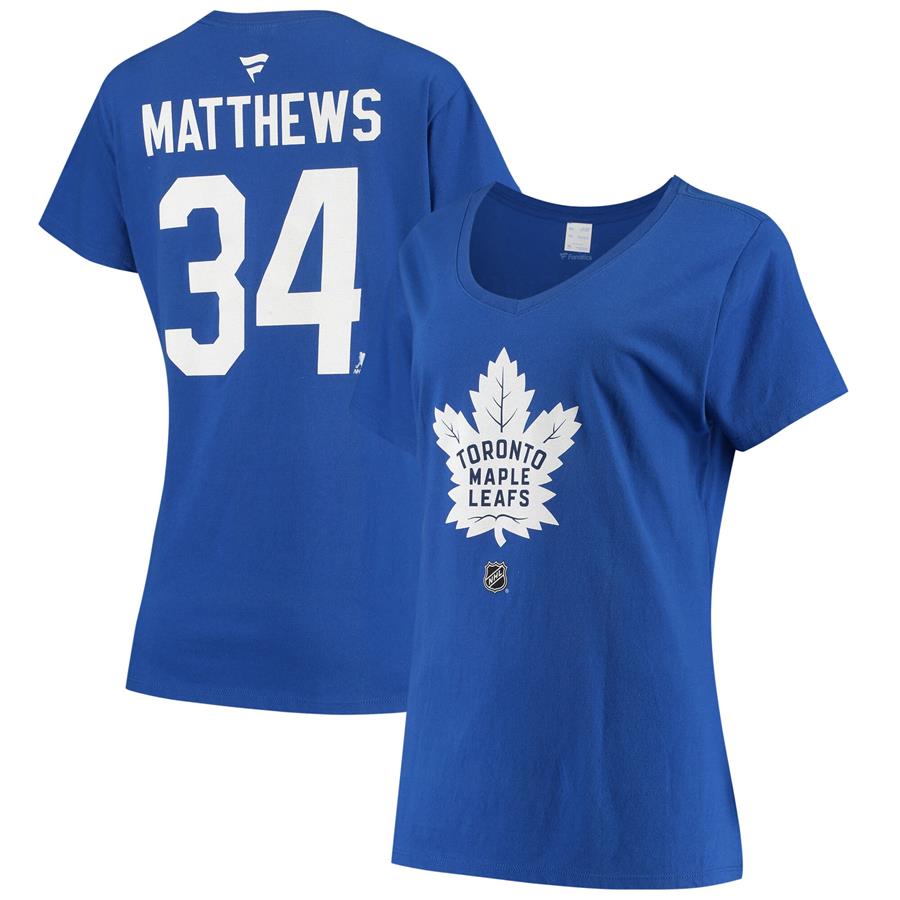 Auston Matthews Toronto Maple Leafs Fanatics Branded Women's Name and Number V-Neck T-Shirt - Blue