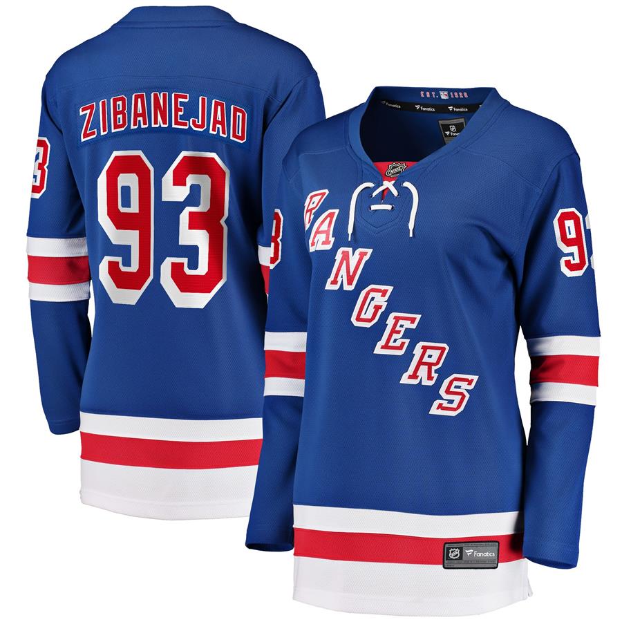 Mika Zibanejad New York Rangers Fanatics Branded Women's Home Premier Breakaway Player Jersey - Blue