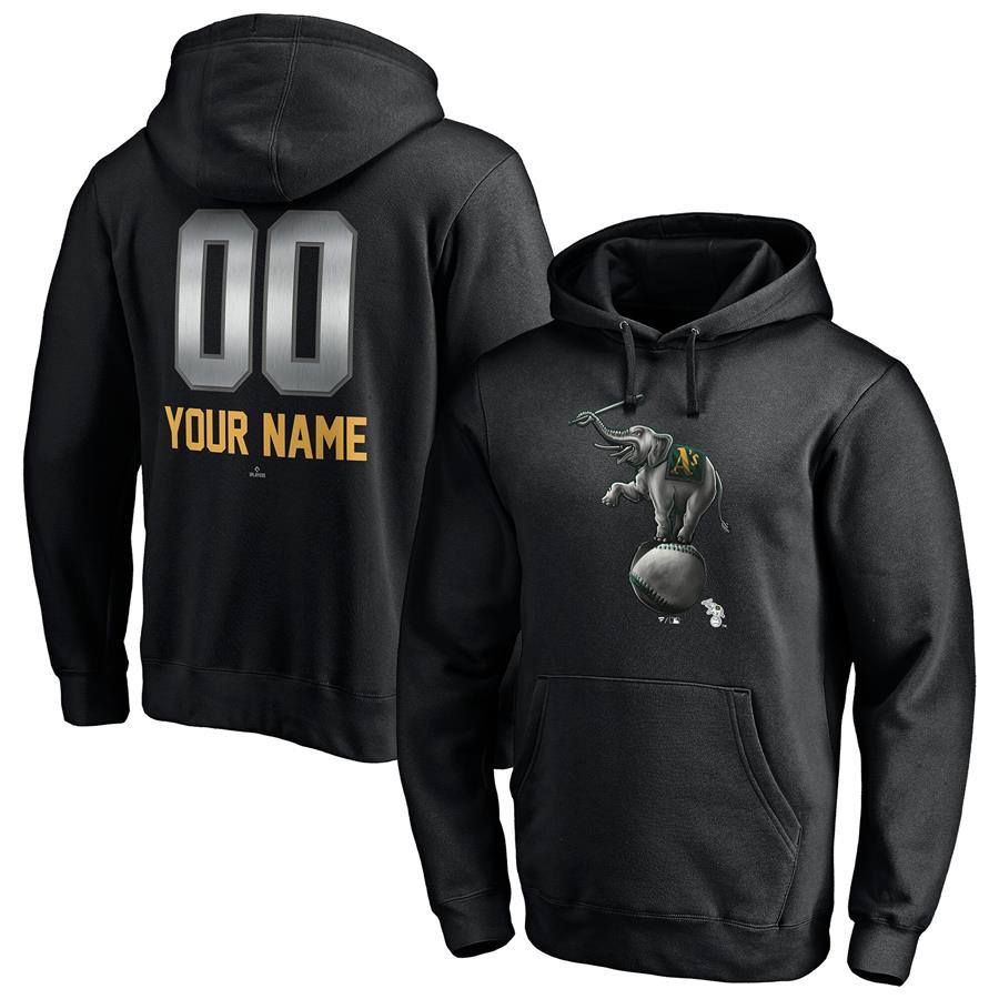 Oakland Athletics Fanatics Branded Personalized Any Name & Number Midnight Mascot Pullover Hoodie - Black