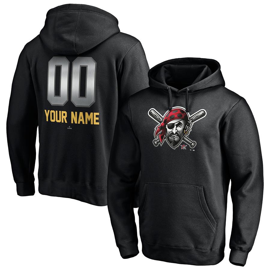 Pittsburgh Pirates Fanatics Branded Personalized Any Name & Number Midnight Mascot Pullover Hoodie - Black