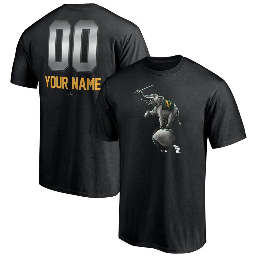 Oakland Athletics Fanatics Branded Personalized Any Name & Number Midnight Mascot T-Shirt - Black