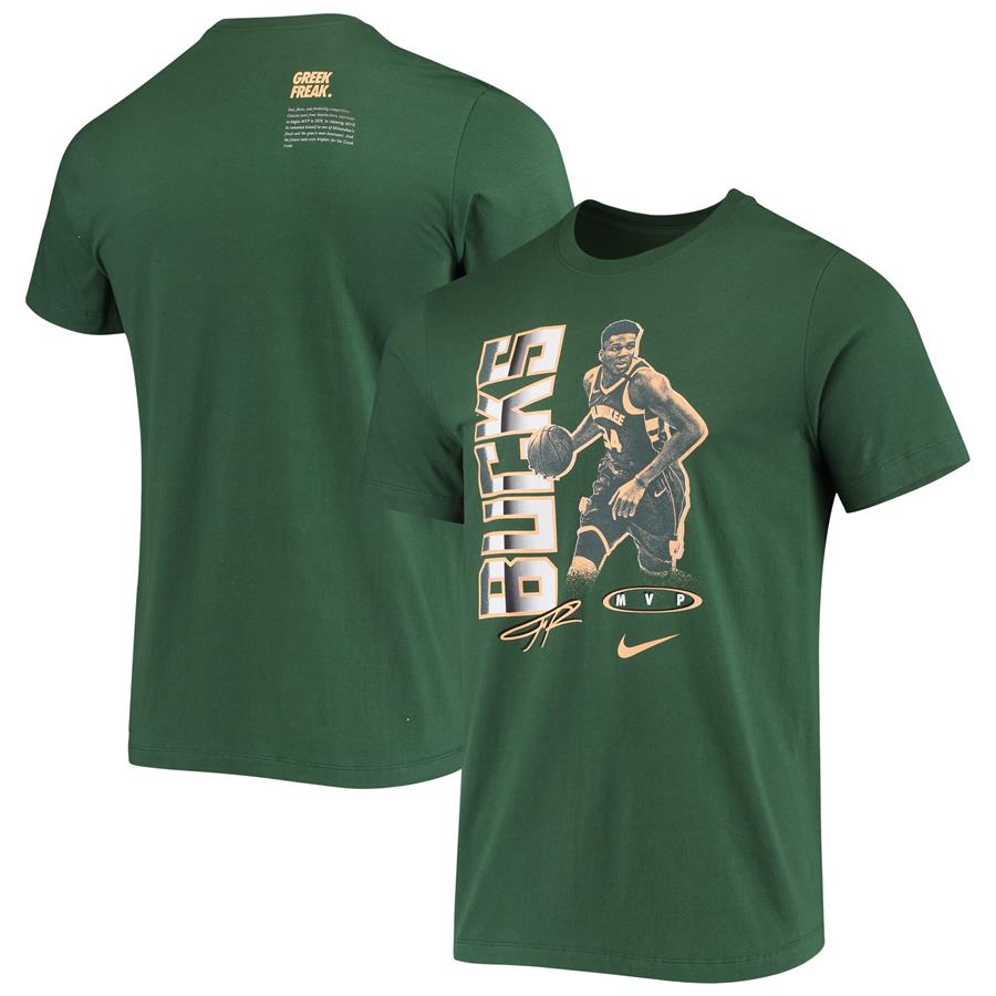 Giannis Antetokounmpo Milwaukee Bucks Nike Select Series MVP Name & Number T-Shirt - Hunter Green