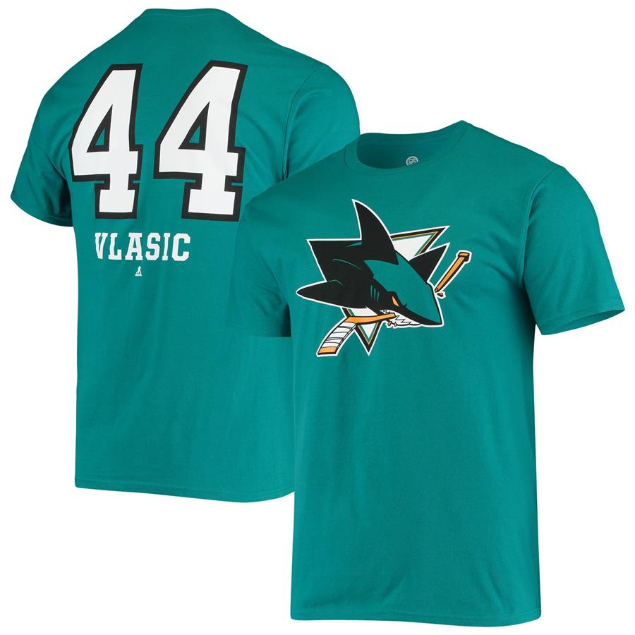 Marc-Edouard Vlasic San Jose Sharks Fanatics Branded Player Name and Number T-Shirt - Teal