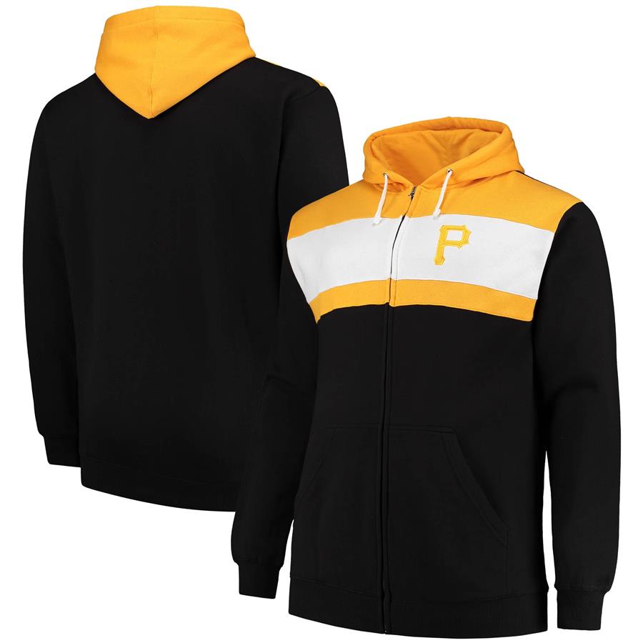Pittsburgh Pirates Profile Color Block Fleece Full-Zip Hoodie - Black