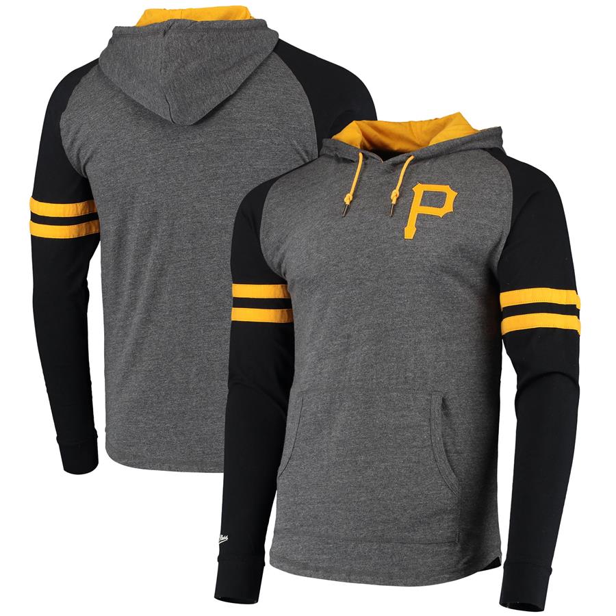 Pittsburgh Pirates Mitchell & Ness Levitate 2.0 Raglan Hoodie T-Shirt - Heathered Charcoal
