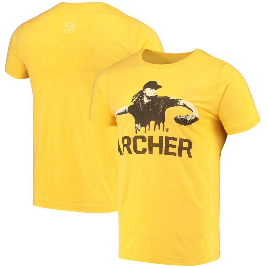 Chris Archer Pittsburgh Pirates Player Skyline Tri-Blend T-Shirt - Gold
