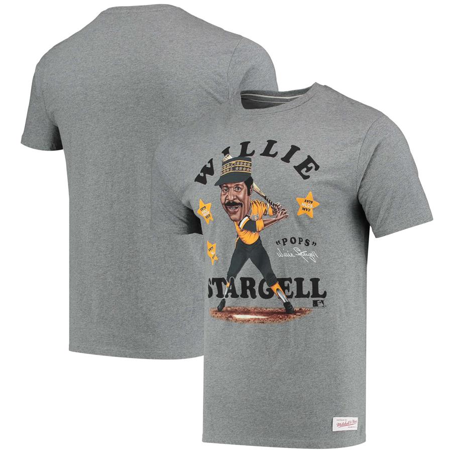 Willie Stargell Pittsburgh Pirates Mitchell & Ness Player Caricature T-Shirt - Heathered Gray