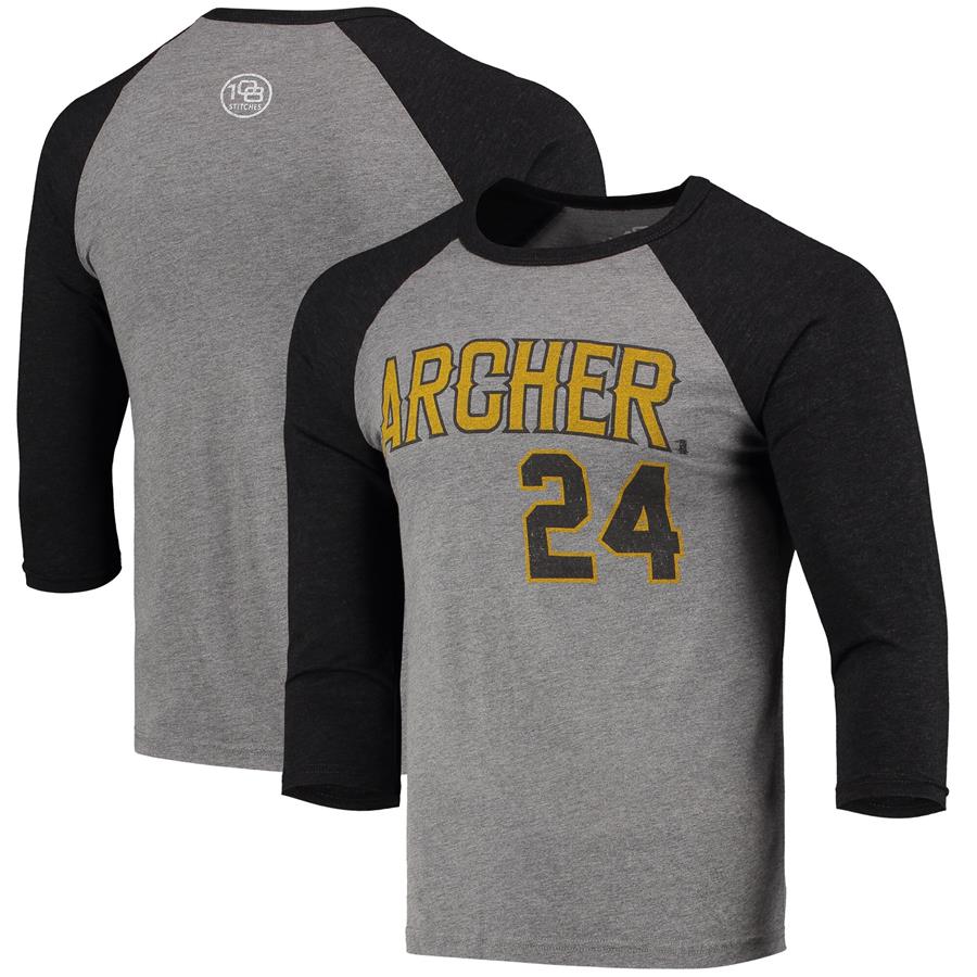 Chris Archer Pittsburgh Pirates Player Money Tri-Blend Raglan Long Sleeve T-Shirt - Heathered Gray