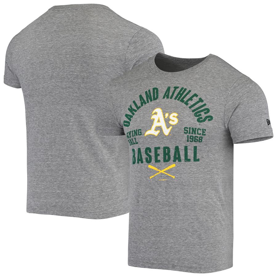 Oakland Athletics New Era Playing Ball Tri-Blend T-Shirt - Gray