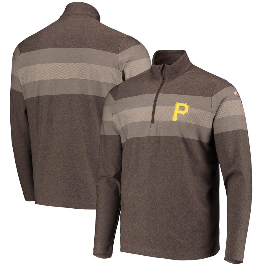 Pittsburgh Pirates Antigua Spring Training Roam Quarter-Zip Jacket - Brown