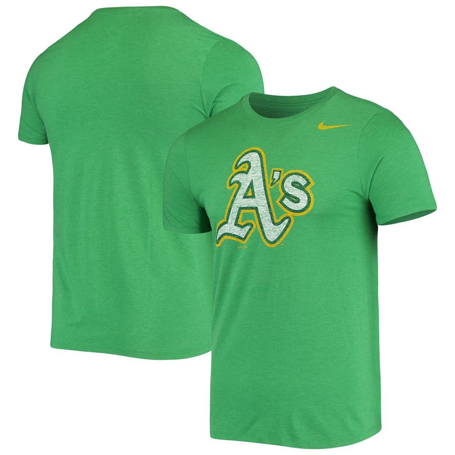 Oakland Athletics Nike Vintage Trial Tri-Blend T-Shirt - Heathered Kelly Green