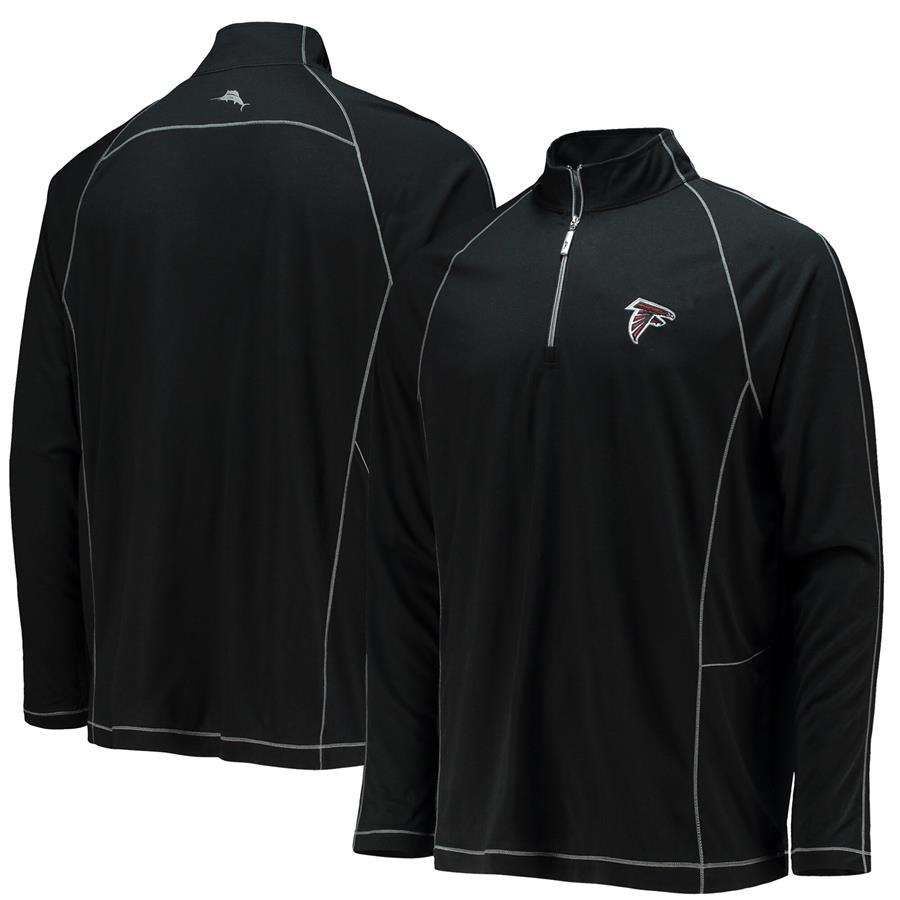 Atlanta Falcons Tommy Bahama Goal Keeper Raglan Half-Zip Jacket - Black