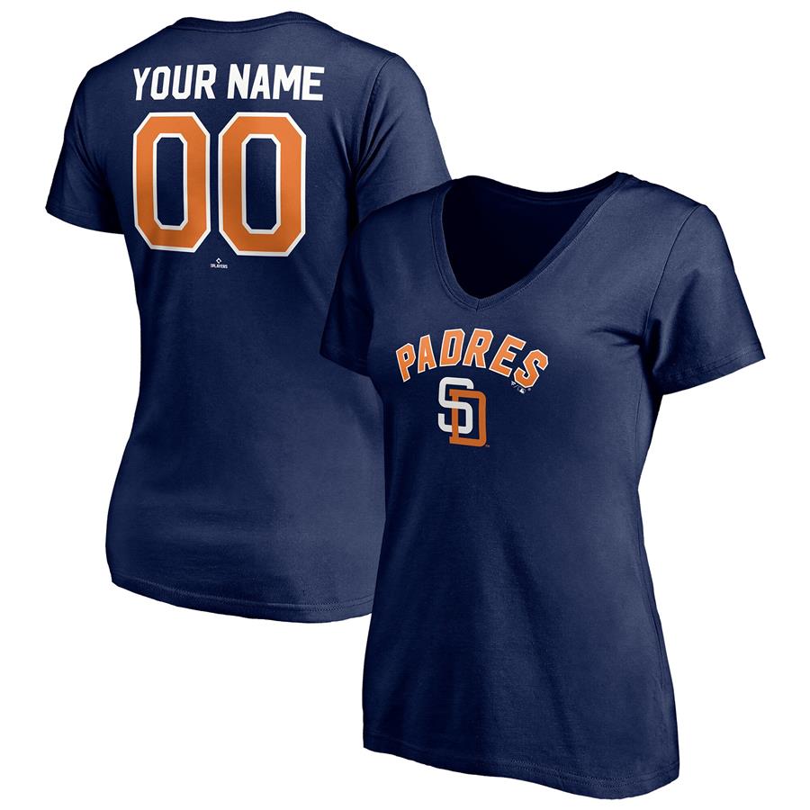 San Diego Padres Fanatics Branded Women's Cooperstown Winning Streak Personalized Name & Number V-Neck T-Shirt - Navy
