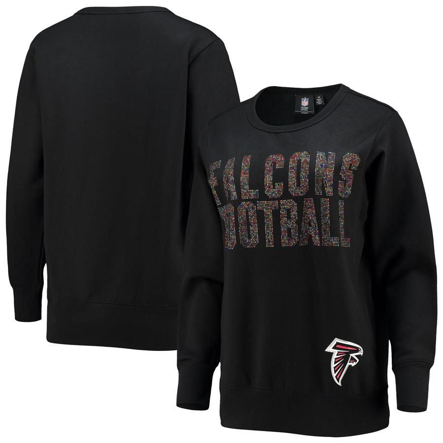 Atlanta Falcons G-III Sports by Carl Banks Women's Bling Crew Pullover Sweatshirt - Black