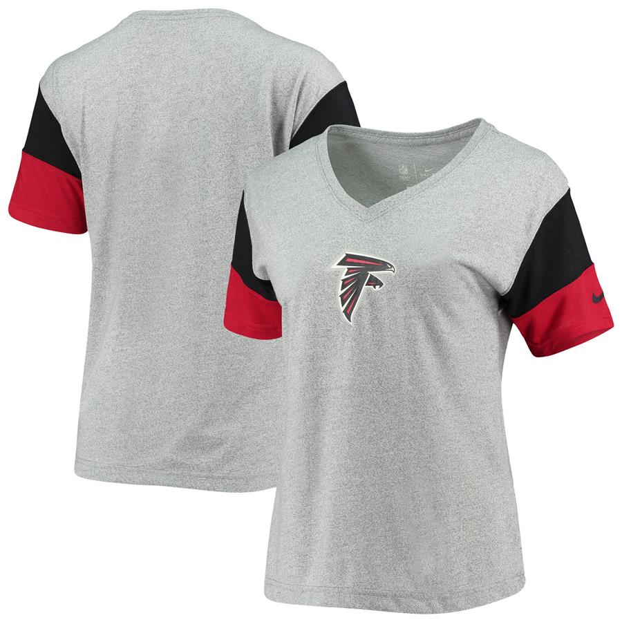 Atlanta Falcons Nike Women's Team Logo Performance V-Neck T-Shirt - Heathered Gray