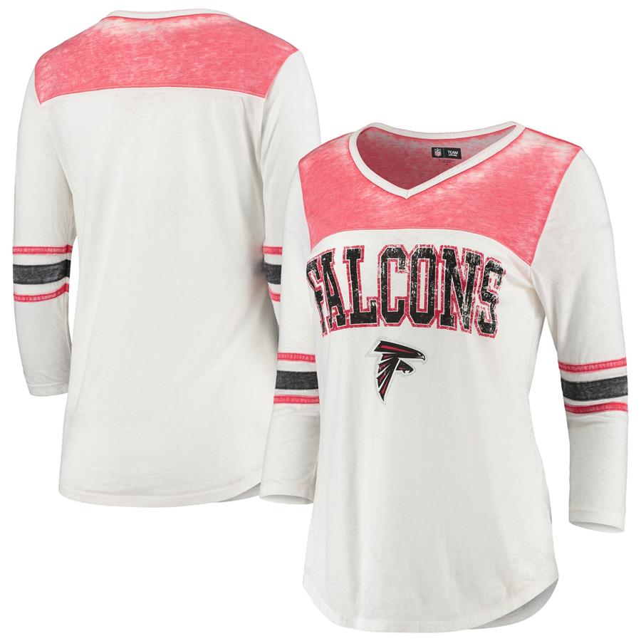 Atlanta Falcons 5th & Ocean by New Era Women's Burnout Three-Quarter Sleeve T-Shirt - White