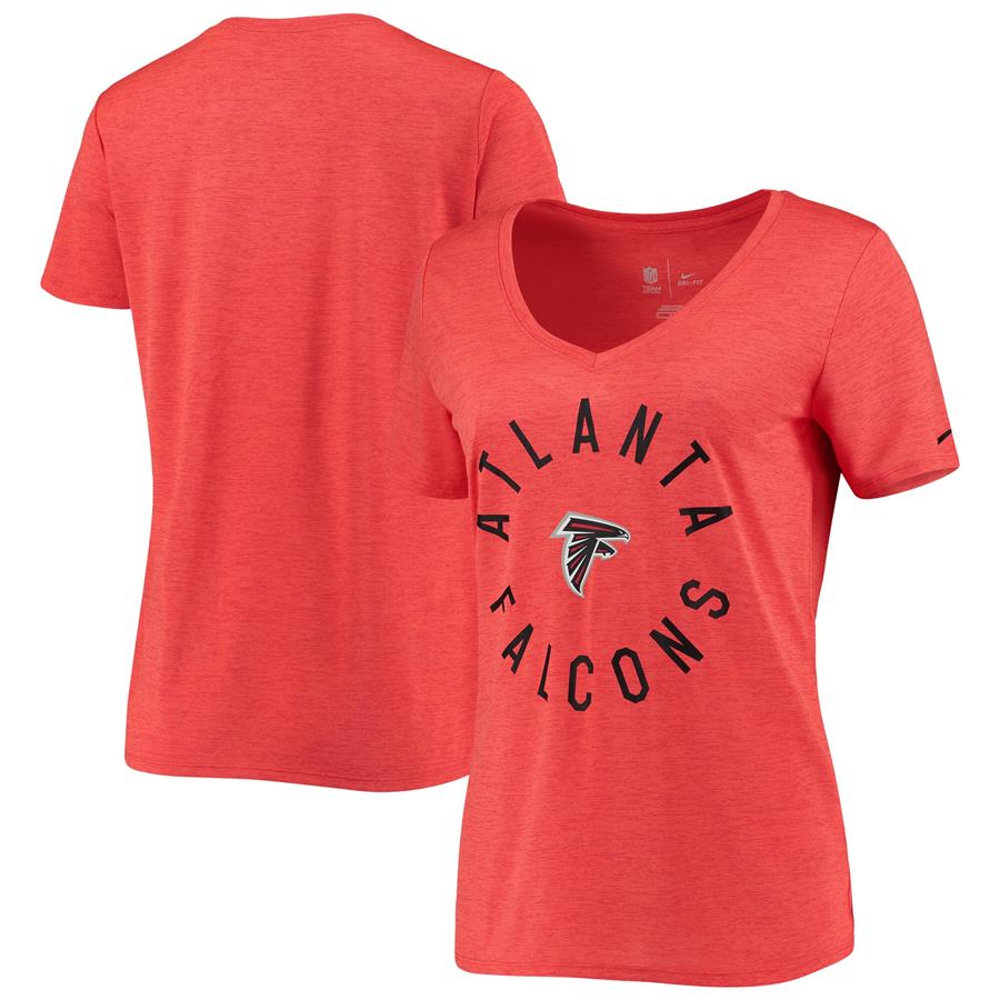 Atlanta Falcons Nike Women's Touch Logo Performance V-Neck T-Shirt - Heathered Red
