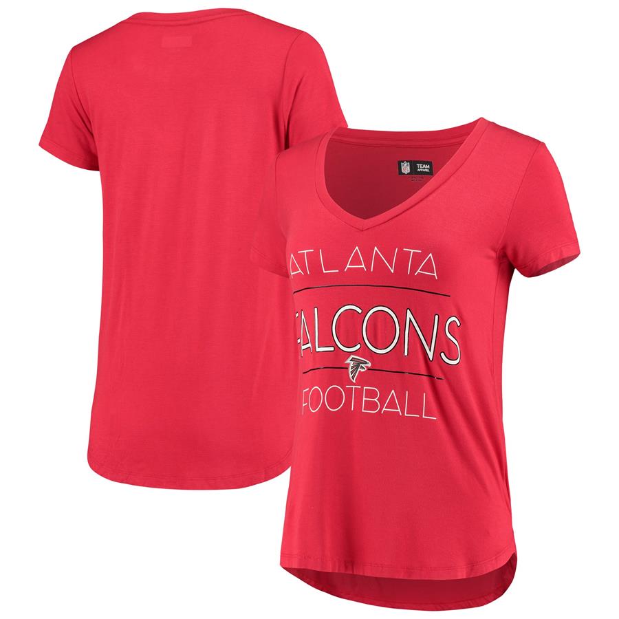 Atlanta Falcons 5th & Ocean by New Era Women's Football Stripes V-Neck T-Shirt - Red