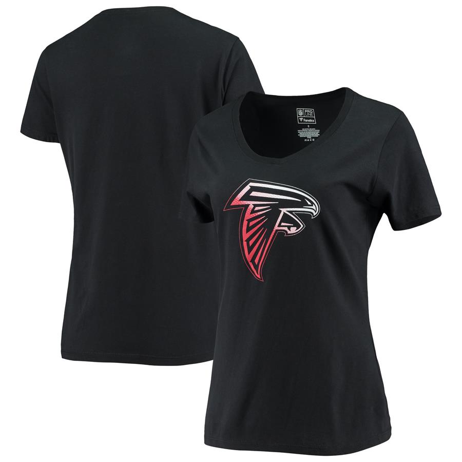 Atlanta Falcons NFL Pro Line by Fanatics Branded Women's Gradient V-Neck T-Shirt - Black