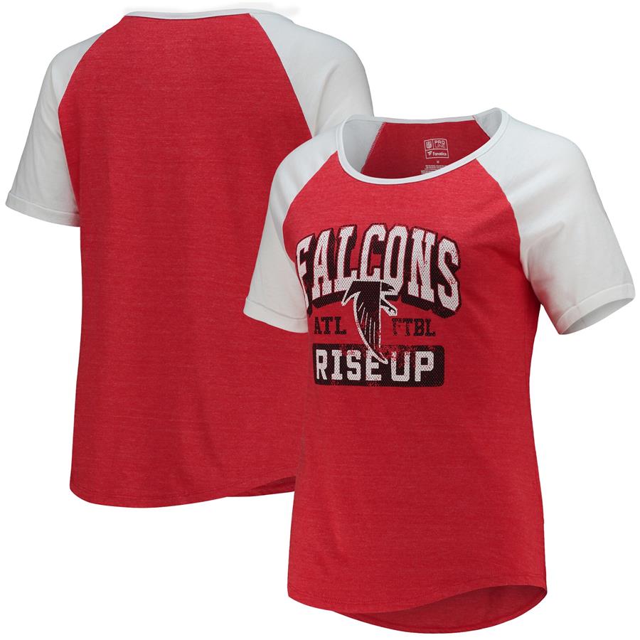 Atlanta Falcons NFL Pro Line by Fanatics Branded Women's Hometown Collection A-Town Raglan Tri-Blend Boat Neck T-Shirt - Heathered Red