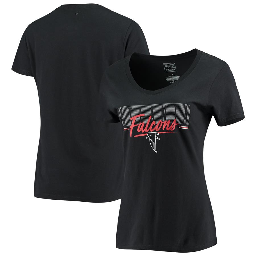 Atlanta Falcons NFL Pro Line by Fanatics Branded Women's Retro Script V-Neck T-Shirt - Black