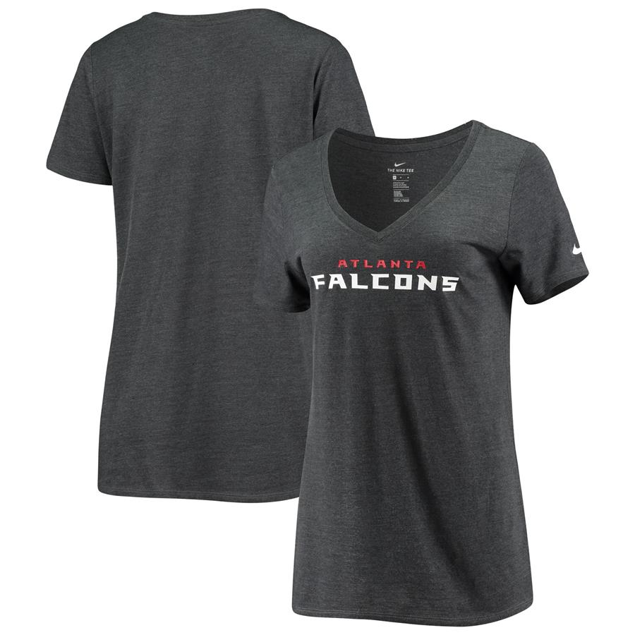 Atlanta Falcons Nike Women's Wordmark Tri-Blend V-Neck T-Shirt - Heathered Charcoal