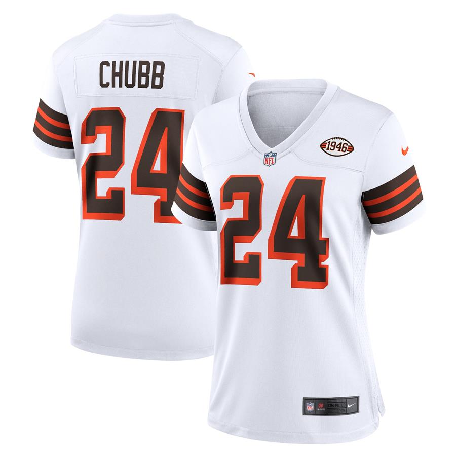 Nick Chubb Cleveland Browns Nike Women's 1946 Collection Alternate Game Jersey - White