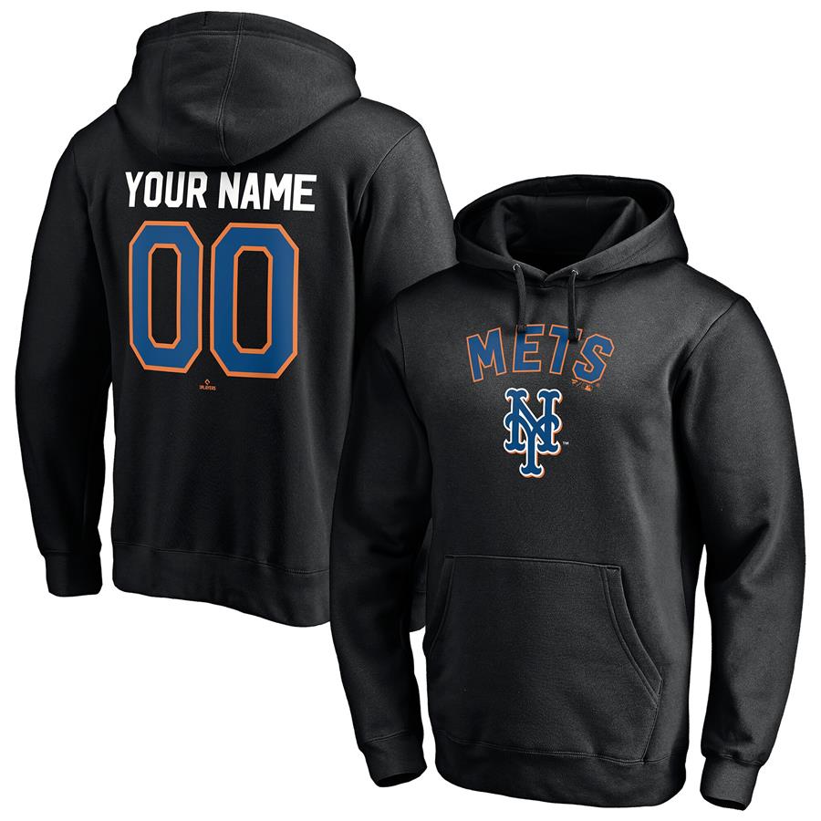 New York Mets Fanatics Branded Cooperstown Winning Streak Alternate Personalized Name & Number Pullover Hoodie - Black