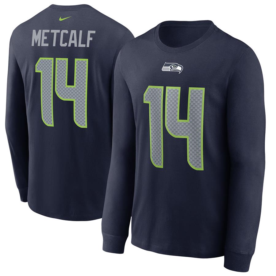 DK Metcalf Seattle Seahawks Nike Player Name & Number Long Sleeve T-Shirt - Navy