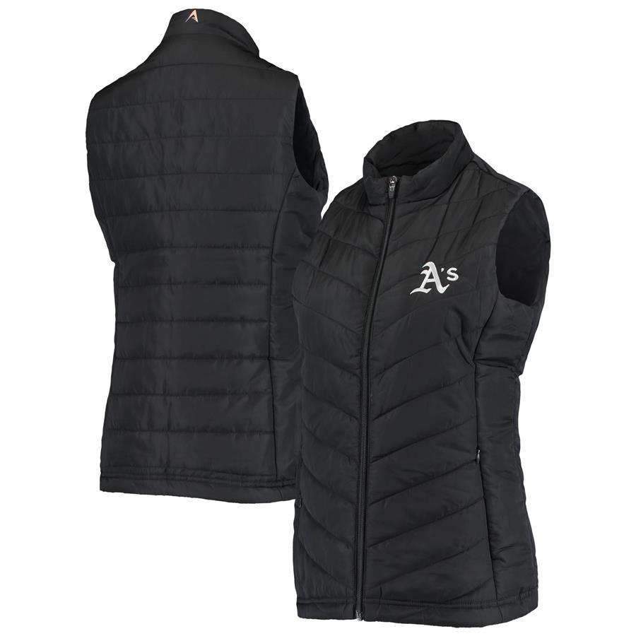 Oakland Athletics Antigua Women's Atlantic Full-Zip Vest - Black