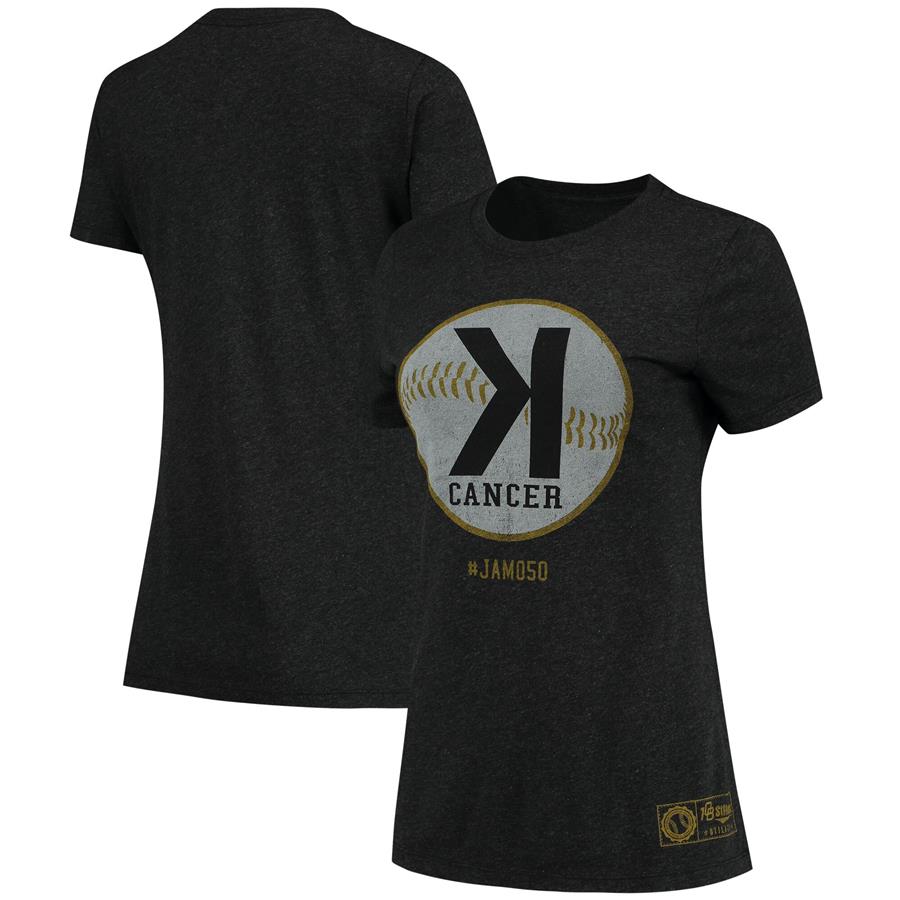 Pittsburgh Pirates Women's Cancer Awareness Tri-Blend T-Shirt - Heathered Black