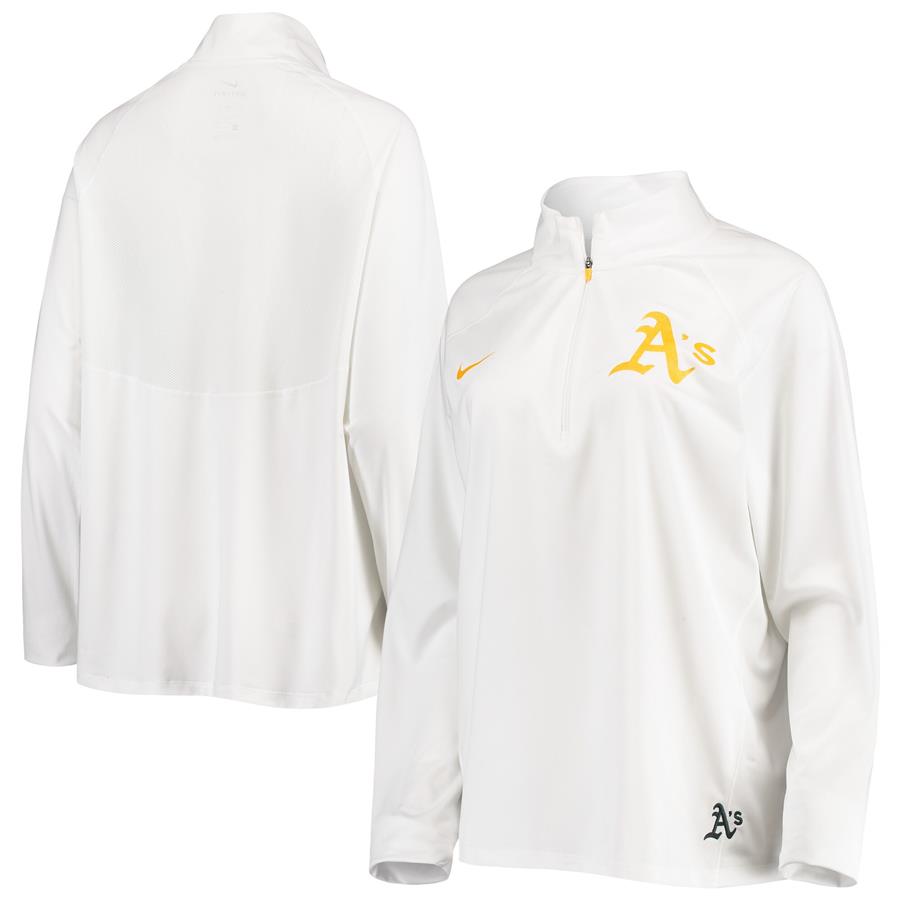 Oakland Athletics Nike Women's Core Half-Zip Performance Jacket - White