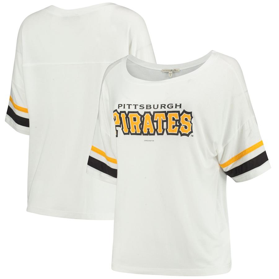 Pittsburgh Pirates Express Women's Dolman Tri-Blend Scoop Neck T-Shirt - White