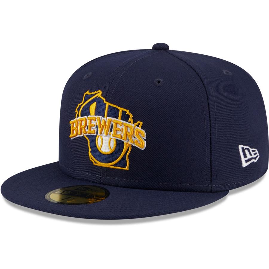 Milwaukee Brewers New Era Local II 59FIFTY Fitted Hat - Navy