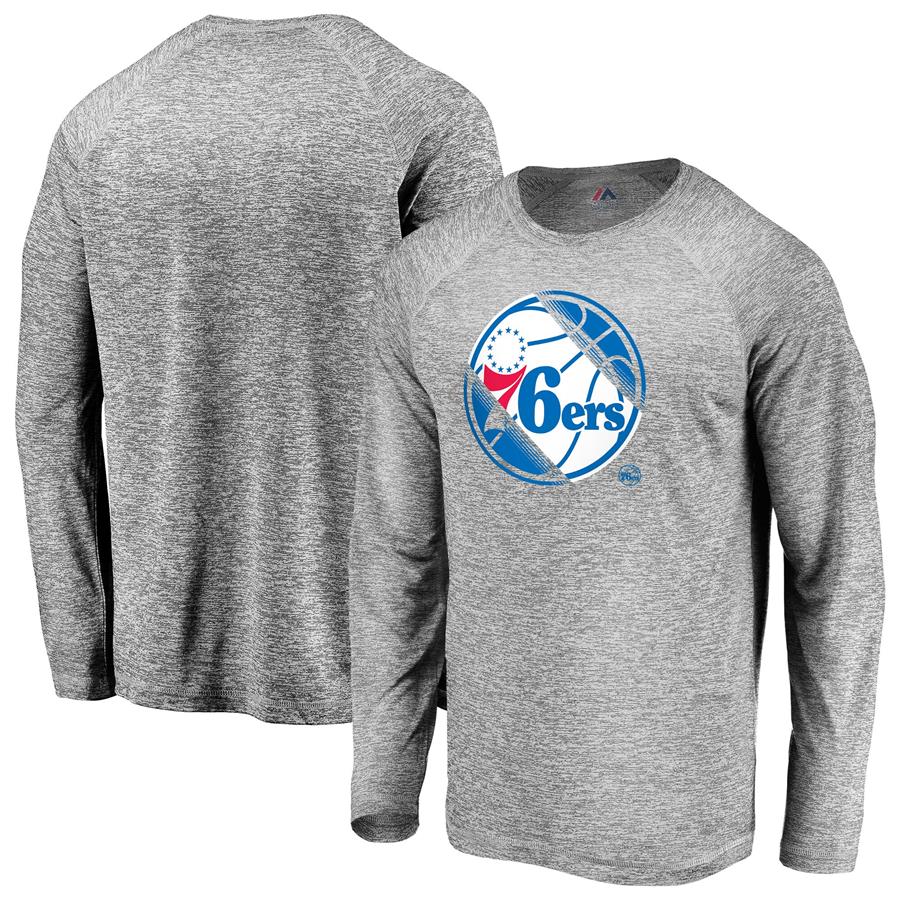 Philadelphia 76ers Majestic Iconic Vital to Success Long Sleeve Raglan T-Shirt - Gray