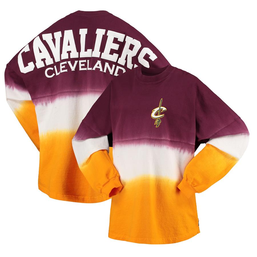 Cleveland Cavaliers Fanatics Branded Women's Dip Dye Spirit Jersey Long Sleeve T-Shirt - Wine