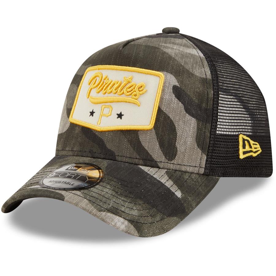 Pittsburgh Pirates New Era Patch A-Frame 9FORTY Snapback Hat - Camo