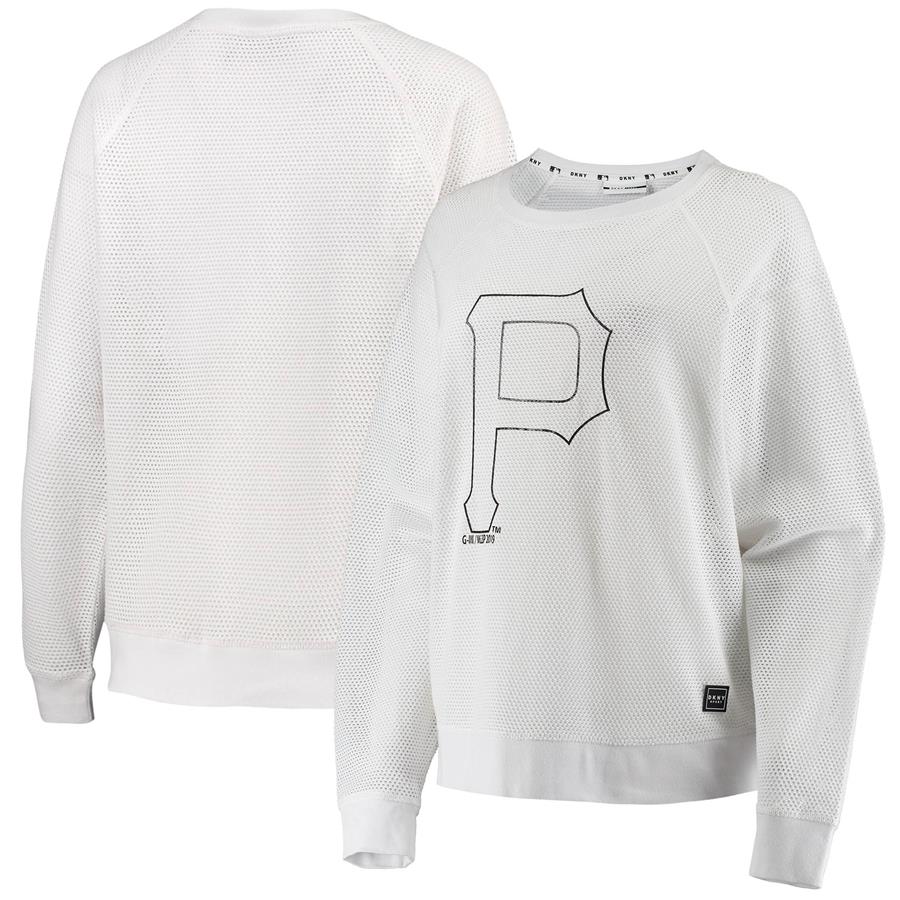 Pittsburgh Pirates DKNY Sport Women's Mesh Long Sleeve T-Shirt - White