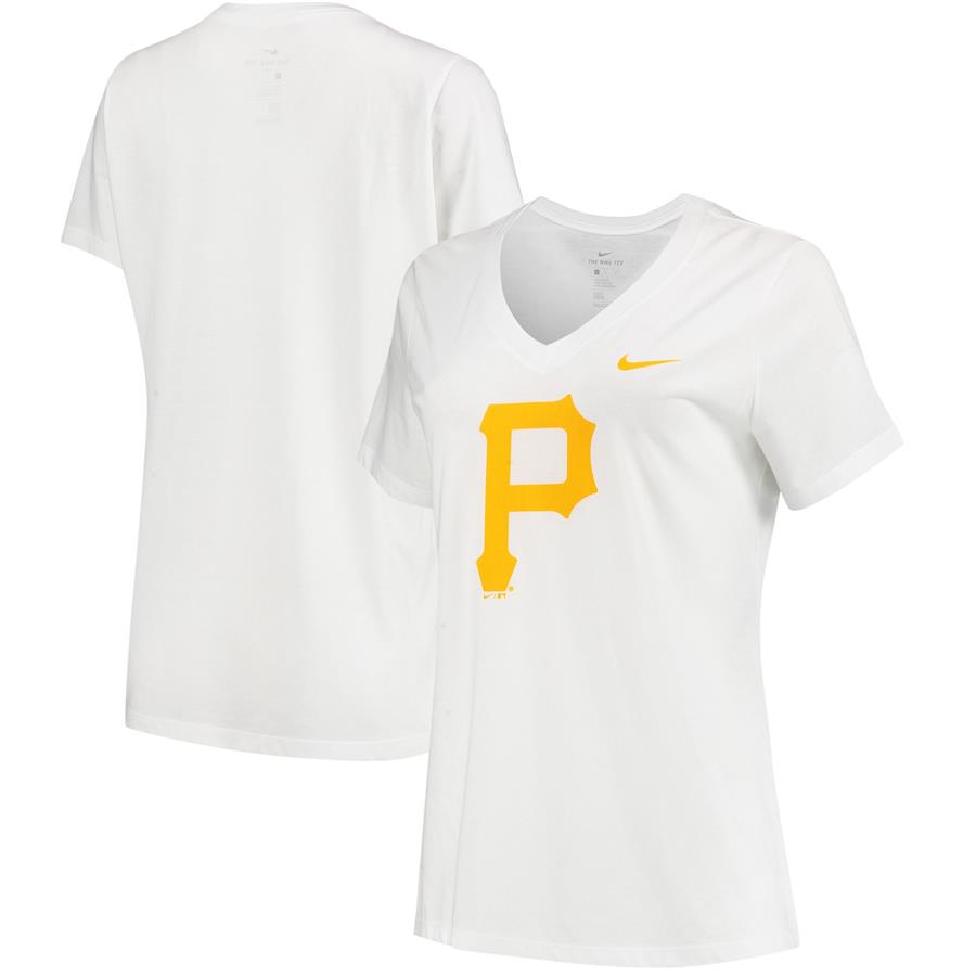 Pittsburgh Pirates Nike Women's Midtime Tri-Blend V-Neck T-Shirt - White